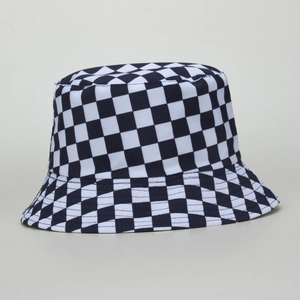 Bob Harajuku à damier noir et blanc réversible pour protection solaire et sorties d'été
