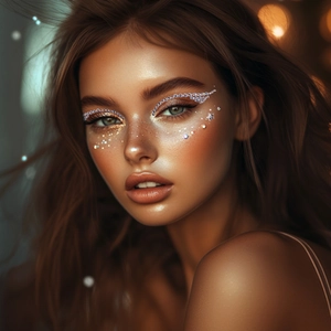 Face jewel stickers with clear rhinestones and golden star sequins for eye makeup