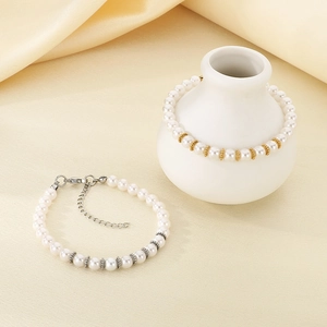 Bracelets en perles de style français avec accents métalliques dorés et argentés