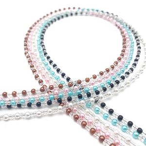 Colorful beaded eyewear chain with Milanese retro style beads in five gradient colors