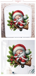 3D Santa Claus sleeping on pine branch decorative wall sticker for bathroom decor