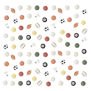 Bohemian sports theme wall stickers featuring colorful soccer, basketball and tennis patterns
