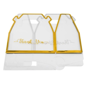 Transparent PVC gift box with gold trim and Thank You text featuring a portable handle