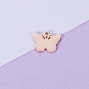 Colgante de mariposa en oro rosa pulido con anilla para creación de joyas DIY
