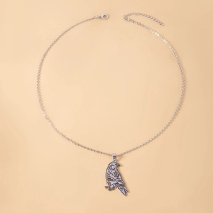 Vintage silver eagle pendant necklace with celestial moon and star patterns for men