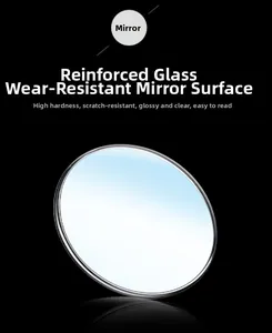 Close-up of scratch-resistant tempered glass watch lens with high transparency and metal edge