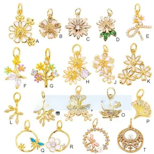 Collection de breloques dorées fleurs et insectes pour la création de bijoux DIY