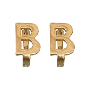 Golden hollow letter B hoop earrings with a minimalist polished metal design for women