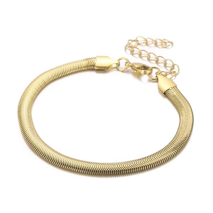 Elegant gold stainless steel snake chain bracelet with adjustable lobster clasp closure