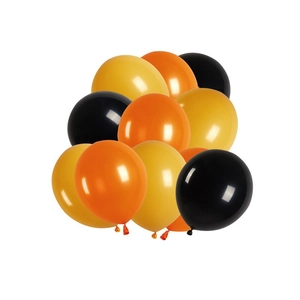 Halloween party balloon set featuring orange, black, and gold latex balloons for decoration