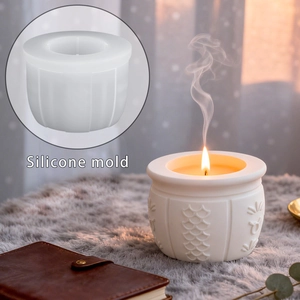 Arabic Symbol Bowl Silicone Mold Round Fish Scale Flower Relief DIY Gypsum Storage Box Candle Jar Resin Casting