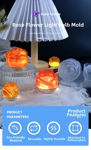Detail van flexibele rozen siliconen mal en warm verlicht hars handwerk product