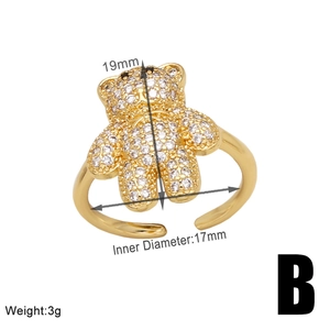 Macro view of gold-plated bear ring with 19mm height, 17mm inner diameter and 3g weight
