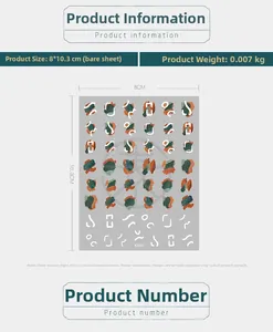 Detailed sheet of KX051 5D ultra-thin nail art stickers with abstract geometric patterns