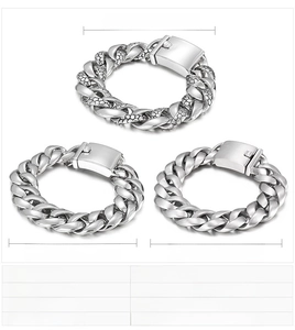 Detailed comparison of snake pattern, polished and brushed finishes on steel bracelets