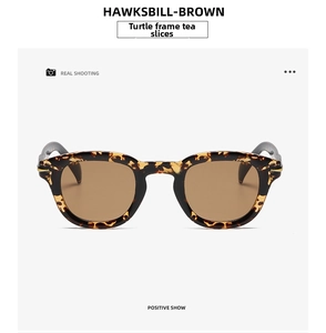 Front detail of Hawksbill Brown tortoiseshell sunglasses with dark brown lenses