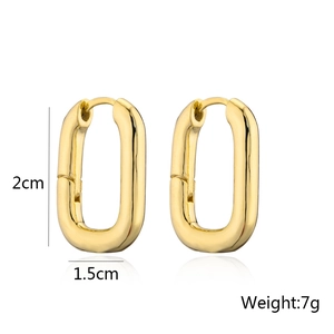 14K gold minimalist geometric oval hoop earrings for women, 2cm x 1.5cm sizing details