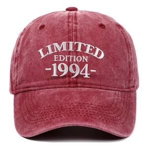 Vintage burgundy washed cotton baseball cap with white 1994 Limited Edition embroidery