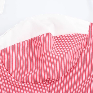 French style red and white striped halter dress with contrast white neckline trim