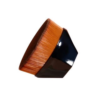 55 Hexagon Foundation Brush with black geometric handle and soft brown bristles
