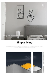 Modern minimalist black iron wire wall decor featuring abstract coffee cup line art designs