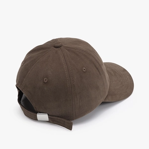 Classic dark brown embroidered baseball cap with adjustable silver metal buckle back