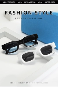 Detail der Vintage Cat-Eye Rechteck-Sonnenbrille Modell YT7723 in Schwarz und Weiß