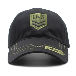 Classic black cotton camouflage baseball cap with US Army embroidery and shield patch