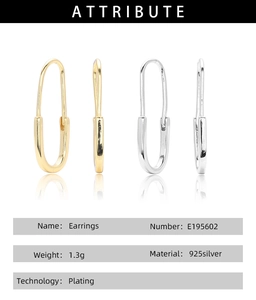 Detail specifications for 925 silver U-shaped earrings with plating process data
