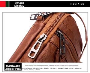 Macro shot of high-quality brown lychee pattern leather with dual gun-metal zippers
