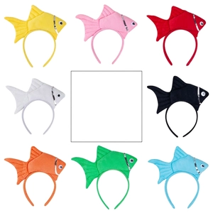 Plush cartoon fish headbands in eight vibrant colors with sequins for Halloween parties