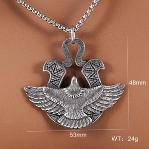 Detailed view of vintage silver eagle pendant showing 53mm x 48mm dimensions and weight