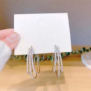 Sparkling S925 silver multi-layer hoop earrings with high-grade micro-pave cubic zirconia