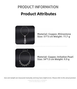 Spécifications détaillées du produit pour colliers de luxe à strass et pendentifs perles