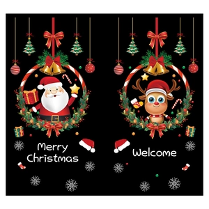 Christmas window static stickers with Santa, reindeer and snowflakes for festive shop decor