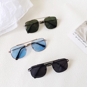 Kids' pilot sunglasses set in dark green, light blue, and black with UV protection