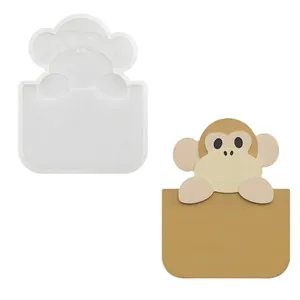 Macro view of monkey animal basket silicone mold with finished resin piece dimensions