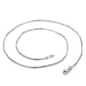 Minimalist silver titanium steel square snake chain necklace with lobster clasp for women