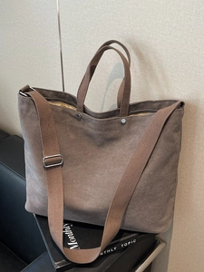 Large Capacity Canvas Tote Bag Casual Commuter Handbag With Adjustable Shoulder Strap For Women Simple Retro Style