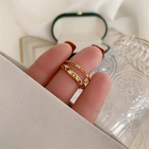 18k gold plated titanium steel rings set with colorful zircons and star patterns
