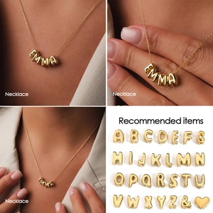 Personalized gold-plated bubble letter beads for DIY jewelry and necklace charms