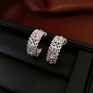 Elegant 18K gold plated wheat ear hoop earrings with sparkling zircon stones in C-shape