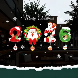 2026 Christmas window stickers featuring Santa, reindeer and snowflakes, 100x70cm size