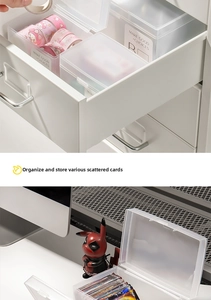 Frosted translucent mini storage box with lid for organizing small cards and stickers