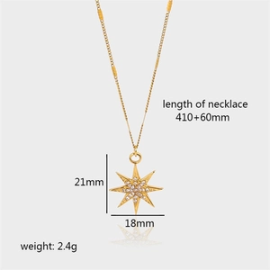 18K gold plated stainless steel necklace with star pendant and crystal zircon details