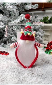 Maßangaben für das 30cm Weihnachts-Wichtel-Stirnband mit weichem Strick und Plüschdetails