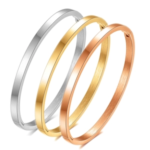 Stainless Steel Open Bangle Minimalist Smooth Polished Cuff Bracelet For Women Simple Commuter Fashion Jewelry
