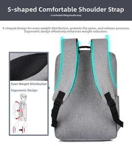 Detail view of ergonomic S-shaped shoulder straps with breathable mesh for spine protection