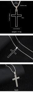 Detailed dimensions and alloy cross pendant specifications for stainless steel sweater chain
