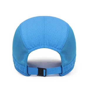 Lightweight breathable blue mesh baseball cap with perforated fabric for outdoor running